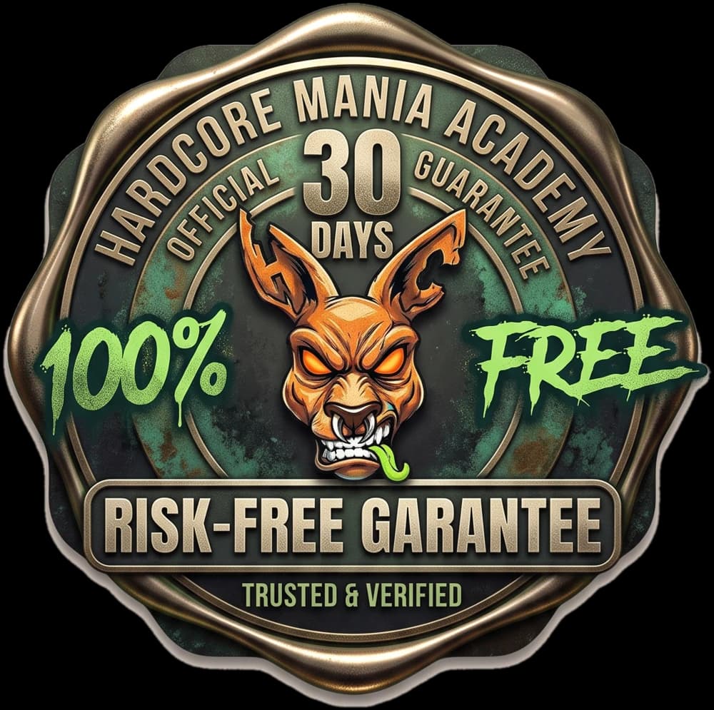 Hardcore Mania Academy official 30-day money back guarantee seal